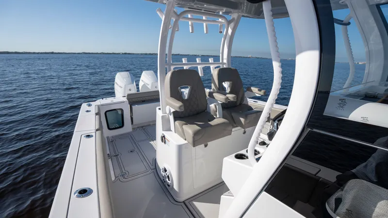 Slide: The Image of 2024 Sportsman Open 322 Center Console on open water. - 39