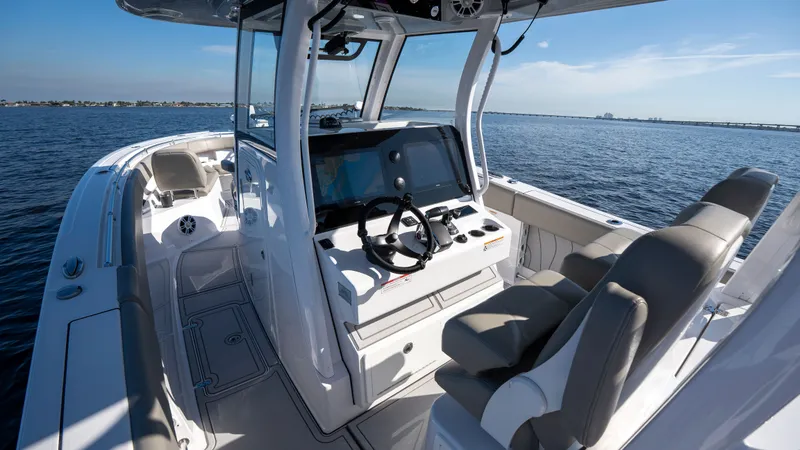 Slide: The Image of 2024 Sportsman Open 322 Center Console on open water. - 44