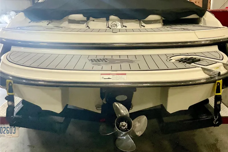Slide: The Image of Rear view of a 2012 Monterey 224FS boat with propeller. - 8