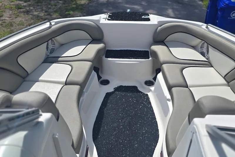Slide: The Image of Luxurious interior of 2012 Yamaha Boats 242 Limited S with plush seating and sleek design. - 15