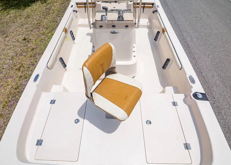 Slide: The Image of Interior view of 2026 Carolina Skiff 17 LS with seat and console. - 26