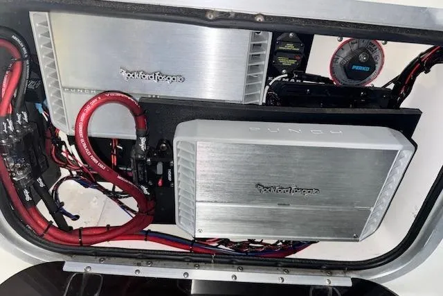 Slide: The Image of Audio system installation in a 1995 Maxum 2700 SR boat with Rockford Fosgate amplifiers. - 15