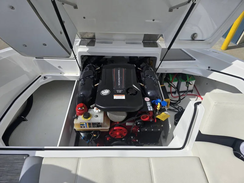 Slide: The Image of Engine compartment of a 2021 Cobalt CS22 boat with Volvo Penta engine. - 21