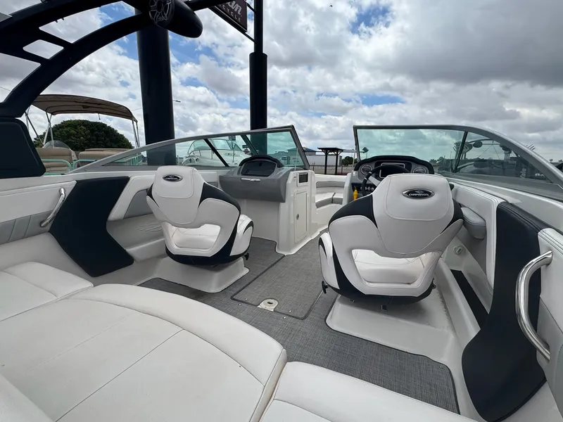 Slide: The Image of Interior of a 2021 Chaparral Surf 21 boat with modern seating. - 9