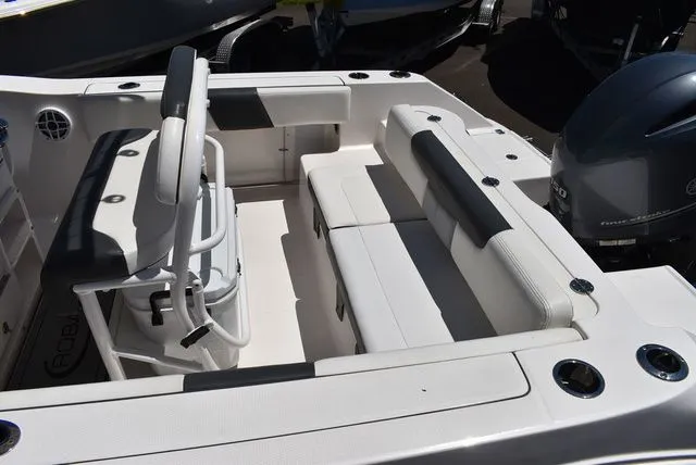 Slide: The Image of Interior of 2023 Robalo R202 Explorer with seating area. - 20