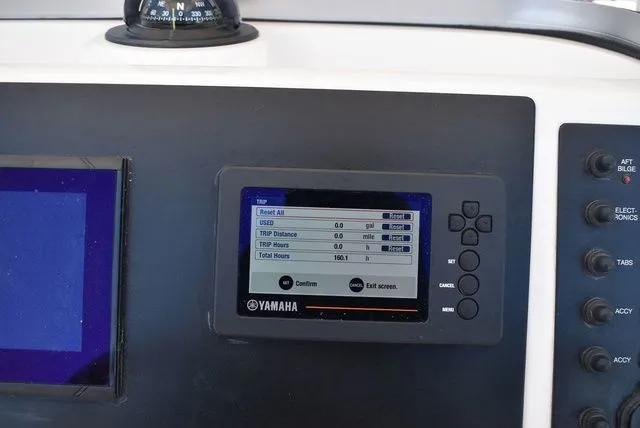Slide: The Image of Yamaha display on 2023 Robalo R202 Explorer dashboard. - 45