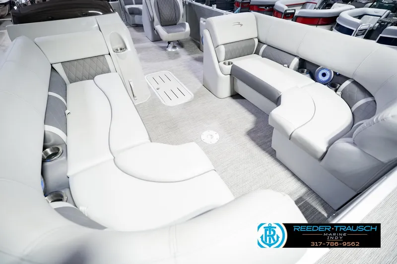 Slide: The Image of Luxurious interior of 2023 Bennington 23 LSR pontoon boat with plush seating. - 14