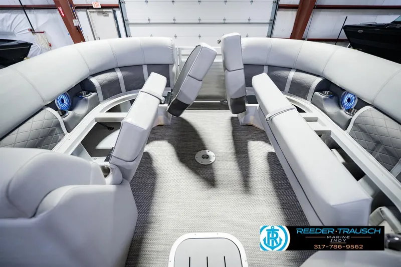 Slide: The Image of Luxurious interior of 2023 Bennington 23 LSR pontoon boat with plush seating. - 26