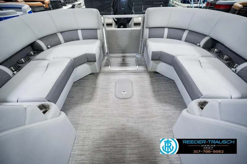 Slide: The Image of Luxurious interior of 2023 Bennington 23 LSR pontoon boat with plush seating. - 34