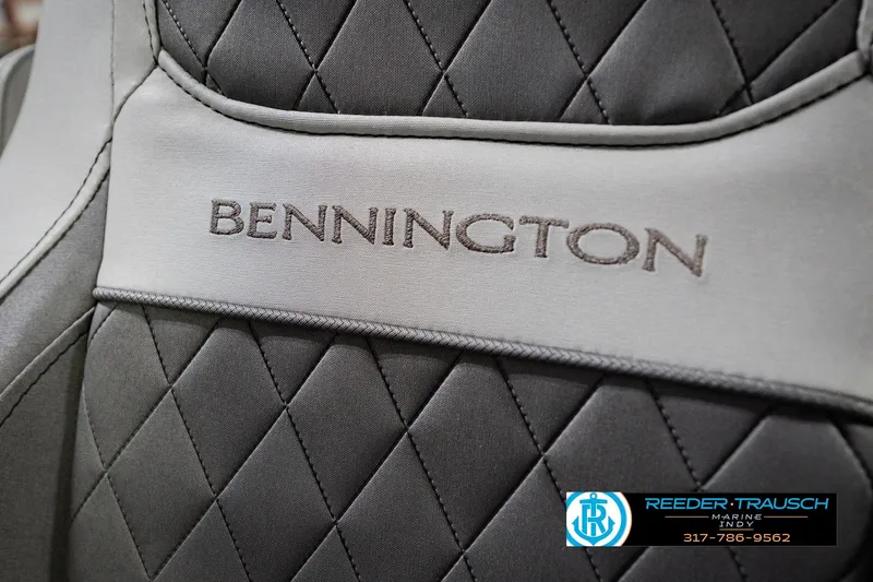 Slide: The Image of Quilted seat detail of 2023 Bennington 23 LSR boat with logo embroidery. - 48