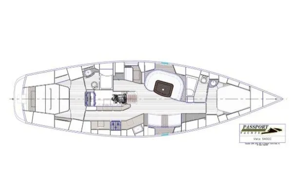 Slide: The Image of Floor plan of 2012 Passport Vista 545 Center Cockpit sailboat, showcasing interior layout. - 1