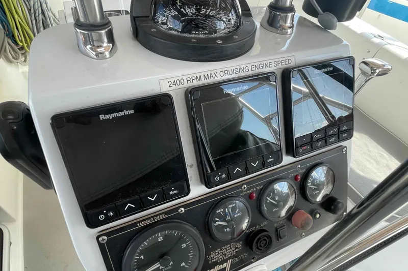 Slide: The Image of Control panel of a 2013 Catalina Morgan 440 yacht with Raymarine displays. - 43