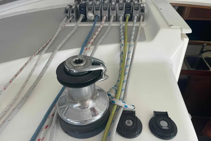 Slide: The Image of Winch and ropes on a 2013 Catalina Morgan 440 sailboat deck. - 47