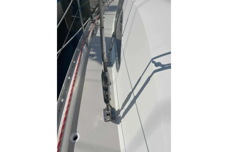 Slide: The Image of Close-up of 2013 Catalina Morgan 440 sailboat deck with rigging details. - 82