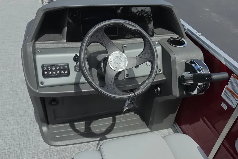 Slide: The Image of Steering console of 2026 Sun Tracker Party Barge 18 DLX pontoon boat. - 6