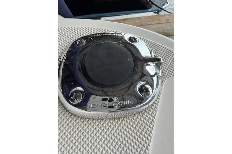 Slide: The Image of Chrome Burnewiin mount on 2016 Regal 35 Sport Coupe boat deck. - 19