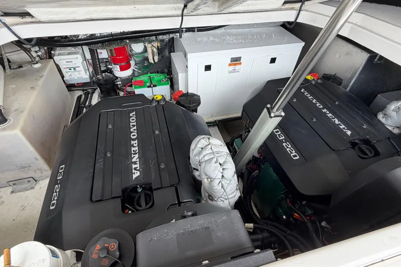 Slide: The Image of Engine compartment of a 2016 Regal 35 Sport Coupe with Volvo Penta engines. - 32