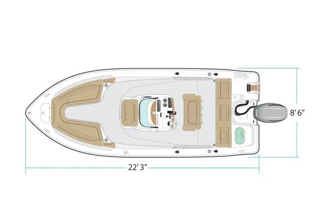 Slide: The Image of Manufacturer Provided Image: Top view of 2021 NauticStar 2302 Legacy boat layout with dimensions. - 28