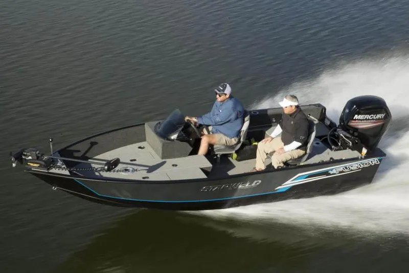 Slide: The Image of Manufacturer Provided Image: 2019 Starweld Fusion Pro 16 SC boat cruising on water with two passengers. - 19