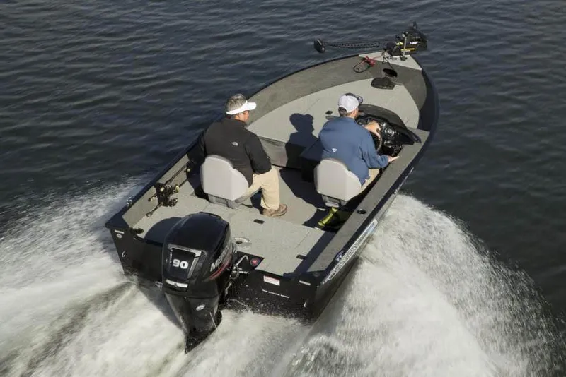 Slide: The Image of Manufacturer Provided Image: 2019 Starweld Fusion Pro 16 SC boat on water with two passengers. - 21