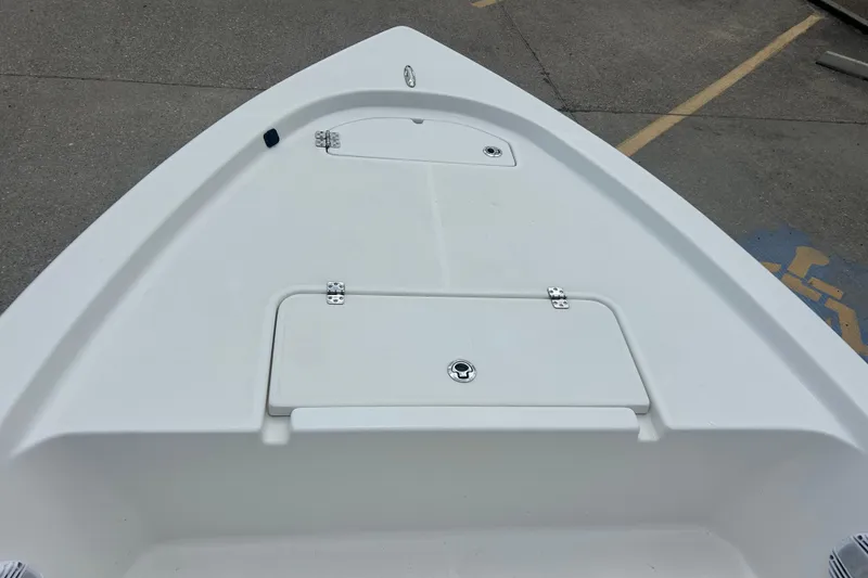 Slide: The Image of 2022 Sea Pro 172 Bay boat deck with storage compartments, viewed from above. - 5