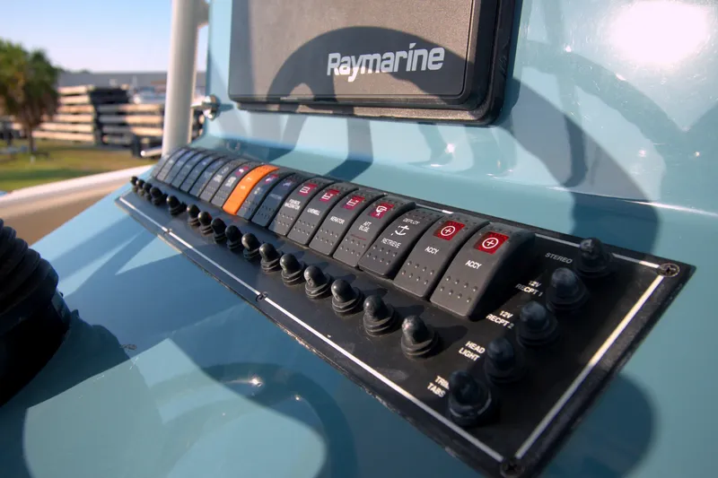Slide: The Image of Control panel of 2015 Pursuit ST 310 Sport boat with Raymarine display. - 46