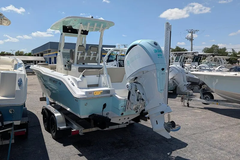 Slide: The Image of 2026 Key West 249 FS boat with Yamaha 350 engine on trailer. - 3