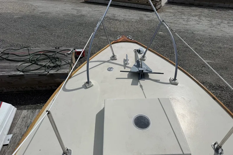 Slide: The Image of Bow of 2024 Hylan Bowler boat with anchor and deck fittings. - 32
