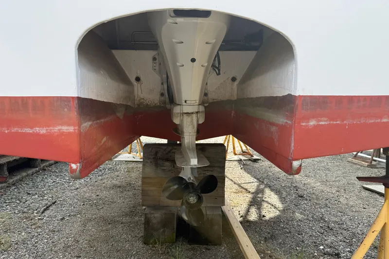 Slide: The Image of 2024 Hylan Bowler boat hull and propeller on dry dock. - 44