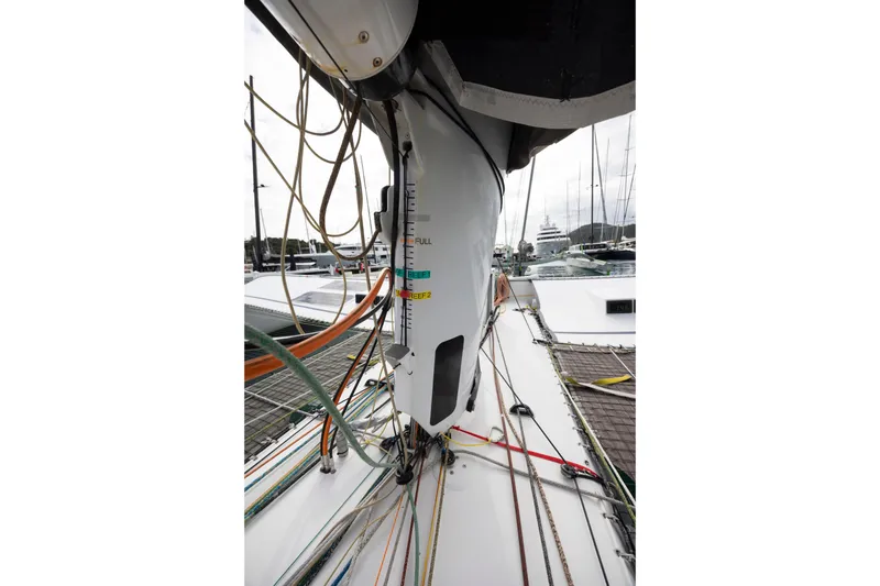 Slide: The Image of CDK Technologies MOD 70 sailboat deck with rigging and mast details, 2012 model. - 17