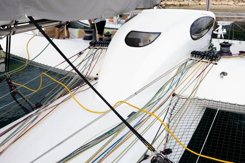 Slide: The Image of Modern CDK Technologies MOD 70 sailboat deck with colorful rigging, 2012 model. - 27