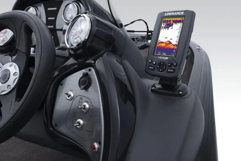Slide: The Image of 2018 Tracker Pro Team 190 TX boat console with Lowrance fish finder. - 25