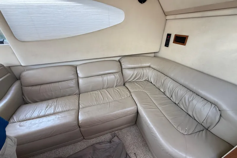 Slide: The Image of Luxurious leather seating in 2002 Cruisers Yachts 4450 Express Motoryacht interior. - 40