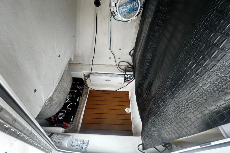 Slide: The Image of Interior view of a 2016 Sea Fox 186 Commander boat with wiring and equipment. - 6