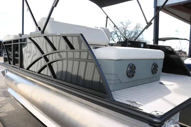 Slide: The Image of 2026 Sylvan Mirage 820 CLZ DH Premium Pontoon with sleek design and comfortable seating. - 32
