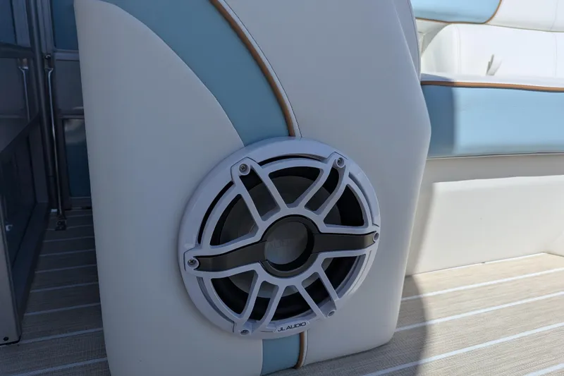 Slide: The Image of 2026 Trifecta CS 22RF boat interior with JL Audio speaker detail. - 20