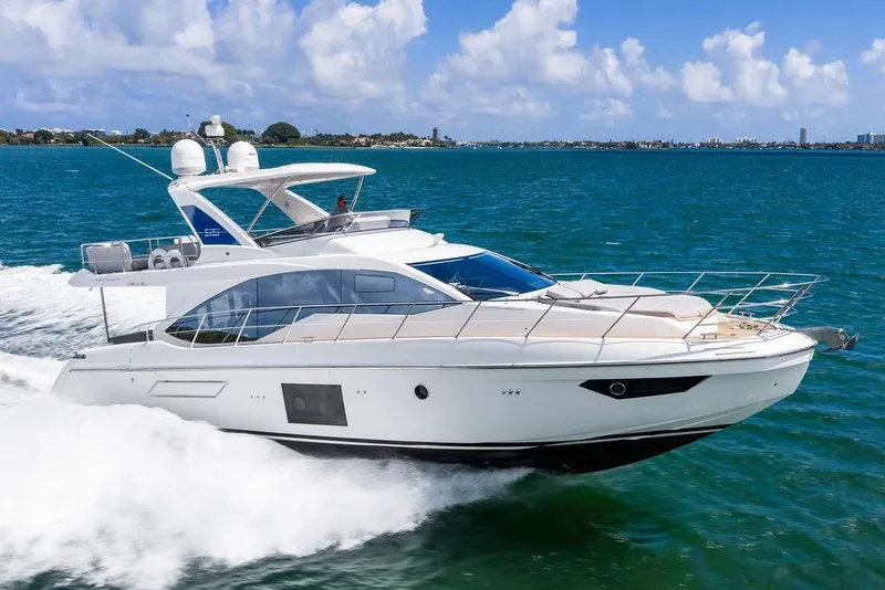 Slide: The Image of Luxurious 2019 Azimut yacht cruising on blue ocean under clear sky. - 55