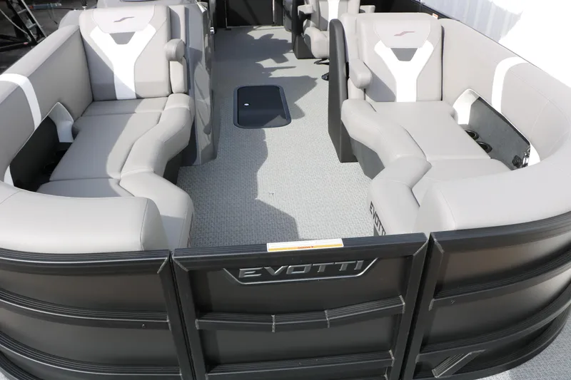 Slide: The Image of Luxurious seating on 2026 Evotti 521QL pontoon boat, featuring modern design and comfort. - 22