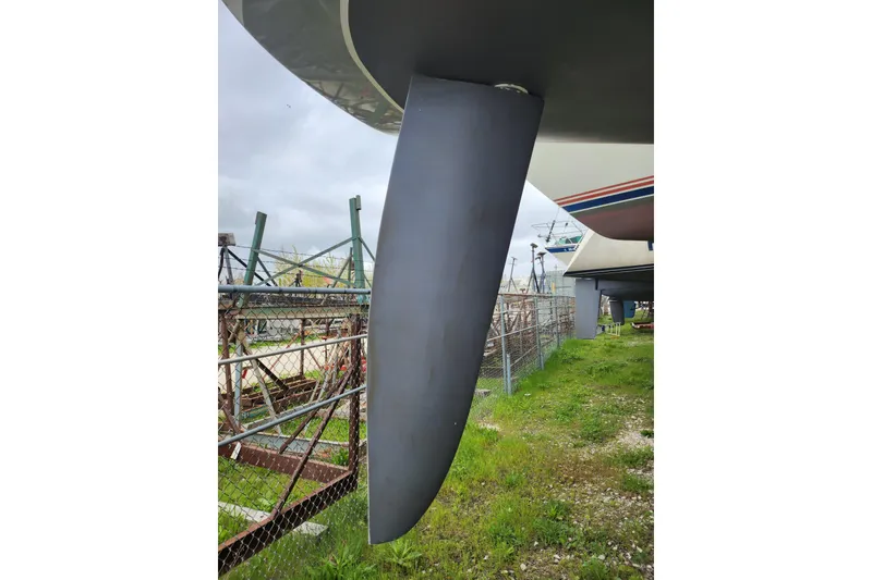 Slide: The Image of Keel of a 2004 Beneteau First 36.7 sailboat in a boatyard. - 10