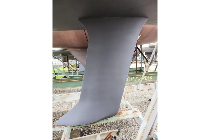 Slide: The Image of Keel of a 2004 Beneteau First 36.7 sailboat on a stand. - 9