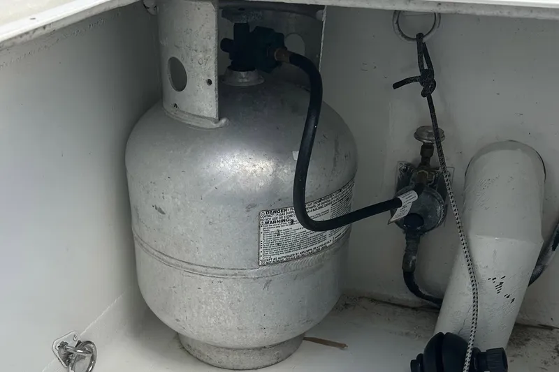 Slide: The Image of Propane tank setup on 2002 Custom 64 Stuart Catamarans. - 20