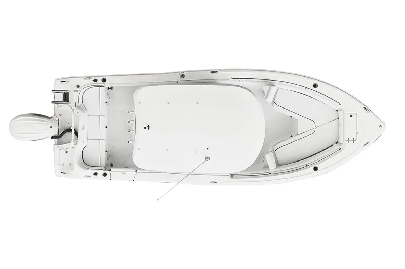 Slide: The Image of Manufacturer Provided Image: 2026 Sea Hunt Ultra 239 SE boat interior with white seating and lush forest backdrop. - 29