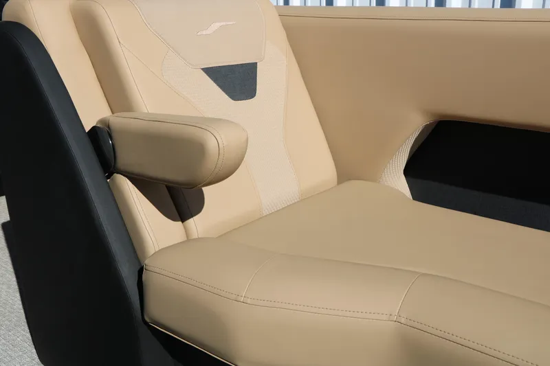 Slide: The Image of Luxurious beige seating in 2026 Evotti 525 QL Tri-Toon boat. - 39