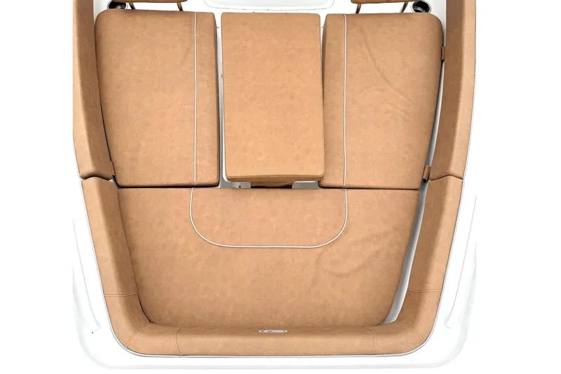 Slide: The Image of 2025 Sea Hunt Ultra 275 SE boat seating, tan upholstery, top view. - 22