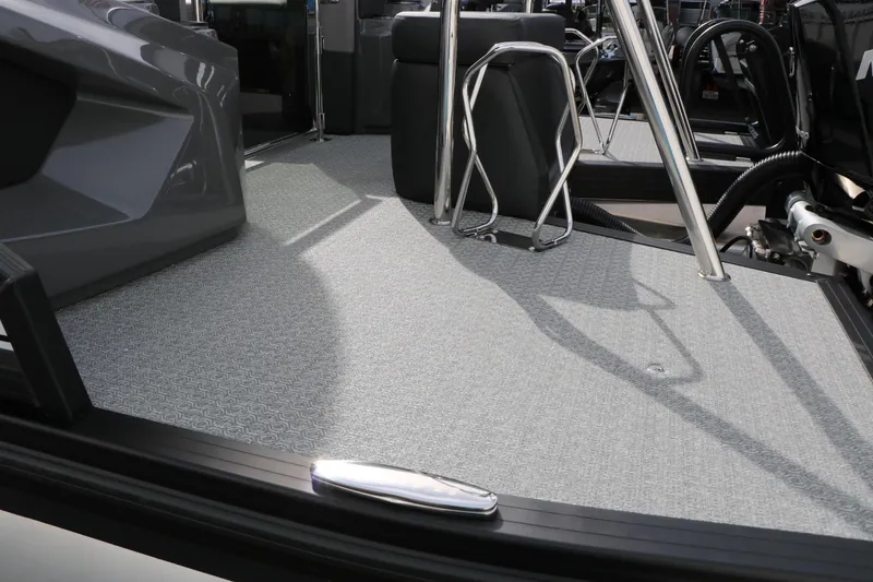 Slide: The Image of Interior view of 2026 Evotti 723QL boat, featuring sleek design and modern flooring. - 12