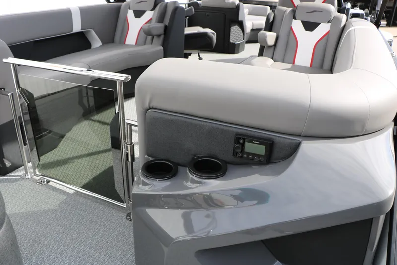 Slide: The Image of Luxury seating on 2026 Evotti 723QL boat with modern design and cup holders. - 43