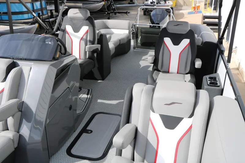 Slide: The Image of Luxurious interior of 2026 Evotti 723QL boat with modern seating and sleek design. - 23