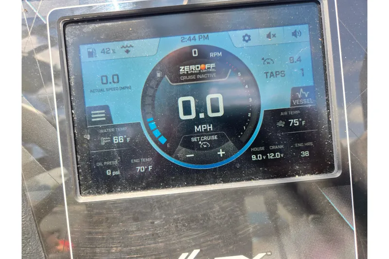Slide: The Image of Dashboard display of 2023 ATX Surf Boats 20 Type-S showing speed and temperature readings. - 27