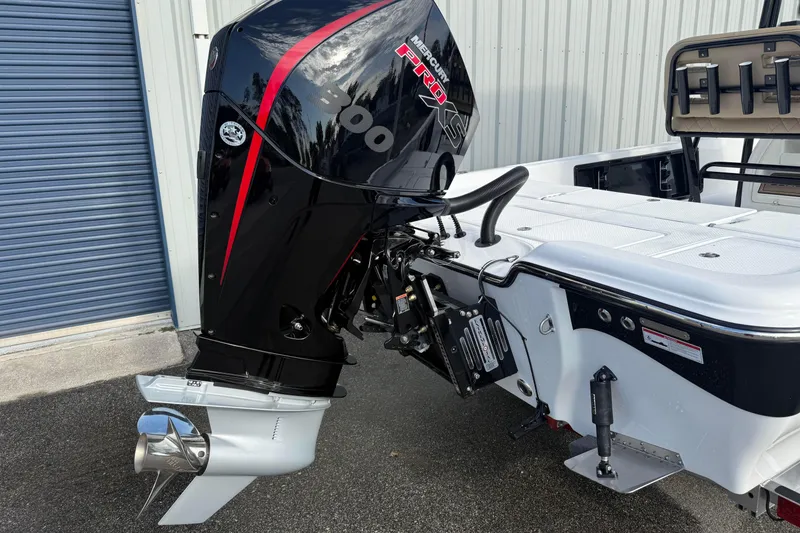 Slide: The Image of 2026 Blazer PureBay 2400 boat with powerful Mercury Pro XS outboard engine. - 5
