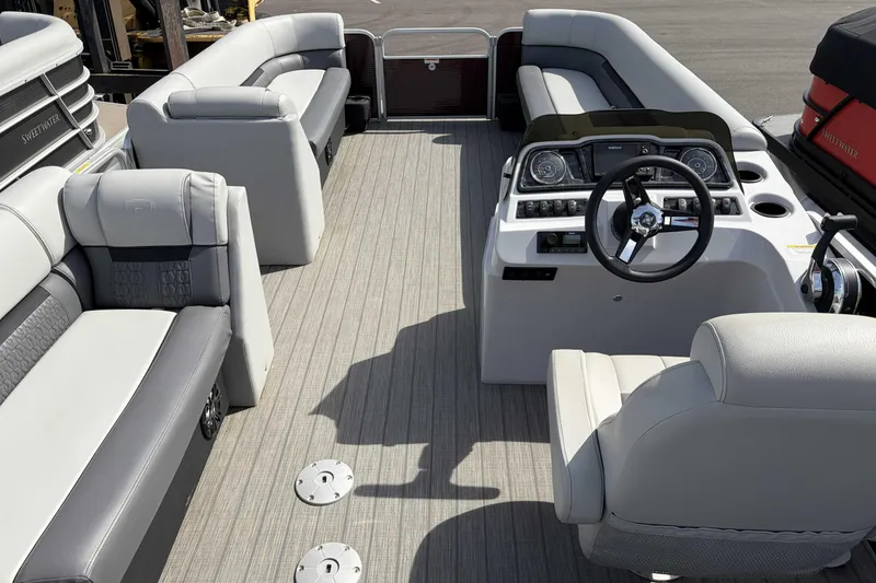 Slide: The Image of Interior of 2022 Godfrey Sweetwater 2286 C pontoon boat with seating and helm. - 4